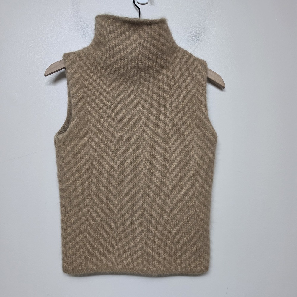 Ralph Lauren Sport Sweater Vest Women's SM Brown Mohair Wool Blend Turtleneck - Picture 4 of 9